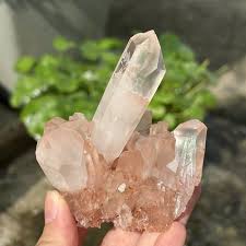 粉晶簇原礦擺件